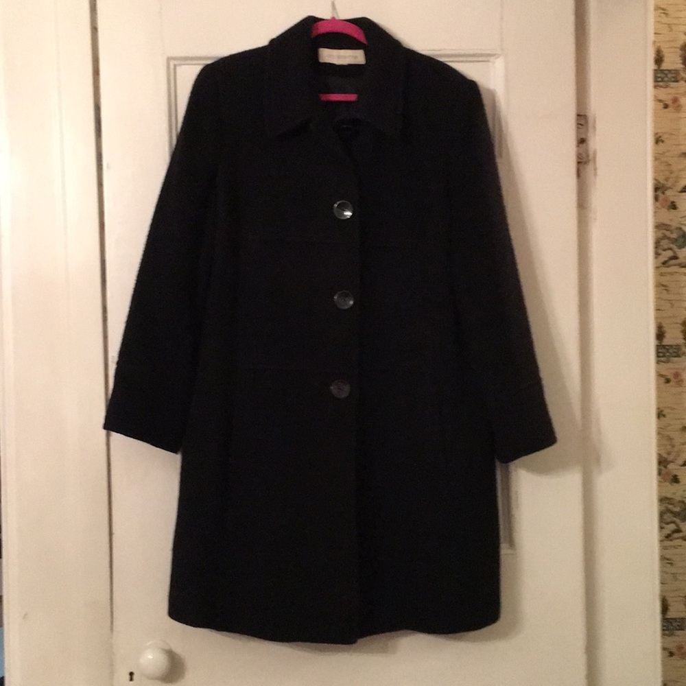 Classic black wool winter dress coat